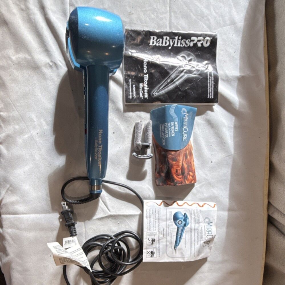 BaBylissPRO Nano Titanium MiraCurl Curling Iron/Wand Adjustable Heat Blue